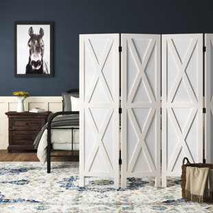 KELLY CLARKSON HOME Phoebe 71.7'' W x 67'' H 4 - Panel Solid Wood Folding Room Divider