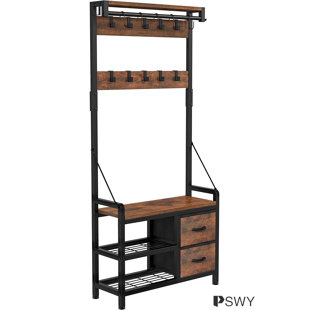 PSWY Hall Tree with Bench and Shoe Storage