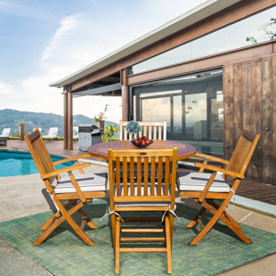 SEVEN SEAS TEAK Kristopher 4 - Person Round Teak Outdoor Dining Set