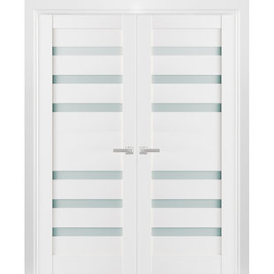 SARTODOORS Quadro Frosted Glass Paneled Wood French White Doors