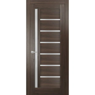 SARTODOORS Quadro Frosted Glass Paneled Solid Manufactured Wood Standard Brown Door