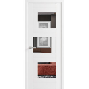 SARTODOORS Quadro Mirrored Glass Paneled Wood Solid Manufactured Wood Standard White Door
