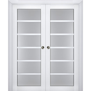 SARTODOORS Veregio Frosted Glass Paneled Wood Sliding Closet Doors