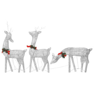 NYBUSINESS Vidaxl Christmas Reindeer Family 106.3"X2.8"X35.4" Gold Warm White Mesh (Set of 3)