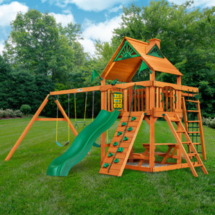 GORILLA PLAYSETS Navigator Swing Set with Wood Roof