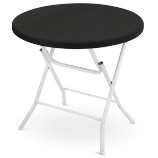 MONIBLOOM 31.5" Round Folding Card Table Portable Indoor Outdoor Plastic Dining Table Banquet Desk for Party