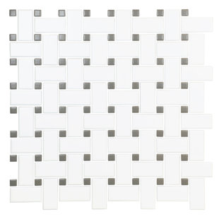 LUXETREND Retro Basketweave Mosaic White/Gray Matte Sheet