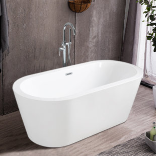 PENGFANG WORLDWIDE LLC 55.16'' x 29.55'' Freestanding Soaking Acrylic Bathtub