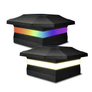 ANSAUCT Solar Post Cap Lights Outdoor - Bright 16 Leds 2 Modes Warm White/colorful For Fence, Deck Or Patio - Fit 4x4 5x5 6x6 Posts - Classical Design (2 Pack)