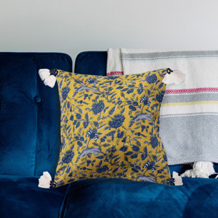 CREATIVE CO-OP Floral Cotton Reversible Throw Pillow