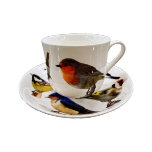 TURNSTAAR WILD BIRDS Large English Breakfast Fine Bone China Set Of A Cup And Saucer