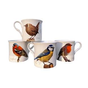 TURNSTAAR WILD BIRDS Premium Fine Bone China Set Of 4 Cups