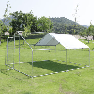 TUCKER MURPHY PET™ Chadae Walk-in Chicken Coop Poultry Cage Large Metal Hen Run House with Waterproof Cover