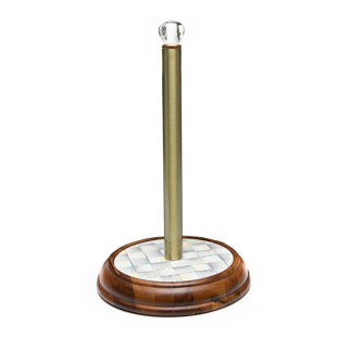 MACKENZIE-CHILDS Sterling Check® Wood Paper Towel Holder