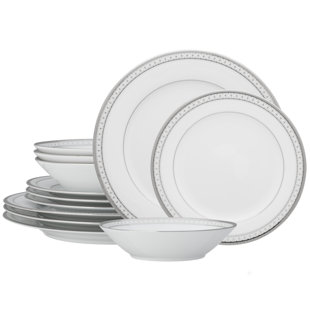 Noritake Rochester Platinum 12-Piece Dinnerware Set, Service For 4