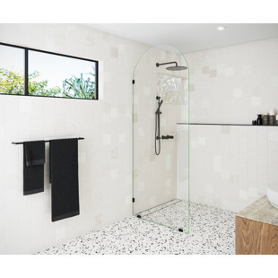 GLASS WAREHOUSE Venus 34 in. x 86.75 in. Fully Frameless Arched Single Fixed Shower Panel