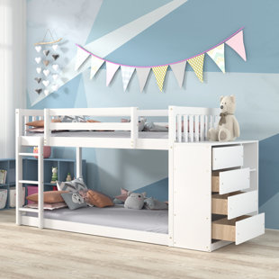 Enslie Twin over Twin 4 Drawer Standard Bunk Bed with Shelves by Harriet Bee