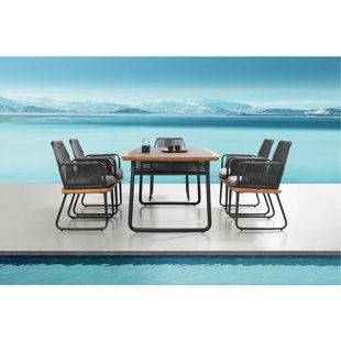 HIGOLD 6 - Person 74.8'' Long Powder Coated Aluminum Dining Set with Cushions