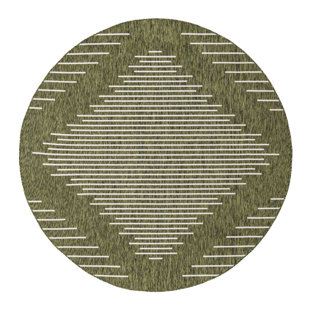 THE TWILLERY CO.® Dex Striped Machine Woven Polypropylene Indoor / Outdoor Area Rug in Gray/Green