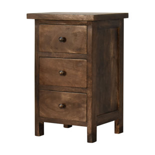 UNION RUSTIC Chestnut Country Style Bedside With 3 Drawers