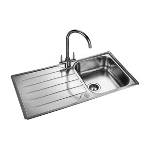 Rangemaster Sink & Taps Michigan 508mm W Single Bowl Stainless Steel Inset Kitchen Sink with 1 Faucet Hole