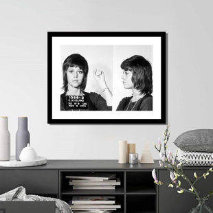 VENICE BEACH COLLECTIONS Jane Fonda 1970 Mugshot Photos Framed On Canvas Painting
