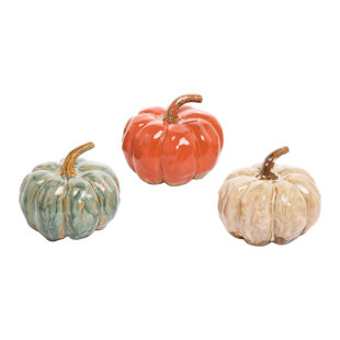 THE HOLIDAY AISLE® Art Glaze Pumpkin Figurines Small, Set Of 3 (Set of 3)