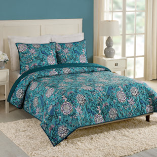 Vera Bradley Peacock Garden 3 Piece Quilt Set