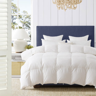 DOMDEC All Season Feather Down Quilted Comforter Corner Tabs Down Proof Cotton Duvet-450 Fill Power