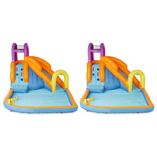 MAGIC TIME INTERNATIONAL 9.5' x 14.6' Inflatable Water Slide with Air Blower (Set of 2)
