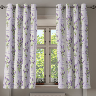 MAISON ALOUETTE Thermovorhang-Set Saltville Stripes and Flowers Ribbons Romantic Country Spring mit Ösen, verdunkelnd (Set besteht aus 2)