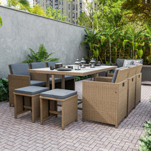 MUSE & LOUNGE CO. Laguna Polyethylene (PE) Wicker 11-Piece Outdoor Dining Set with Cushions