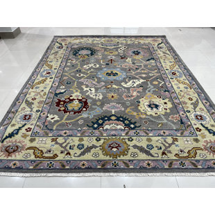 EORC Hand-Knotted Wool Gray/ Gold Oriental Classic Rug