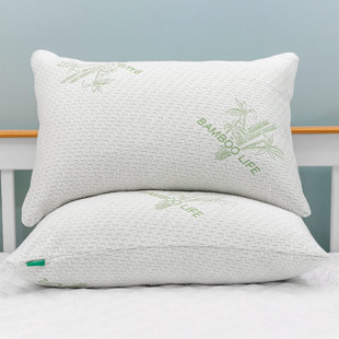 ELIF HOME GOODS Rayon from Bamboo Cooling Memory Foam Plush Support Pillow (Set of 2)