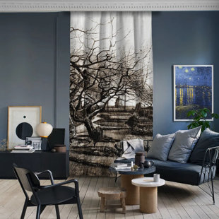 LILIJAN HOME & CURTAIN Vincent Van Gogh - The Parsonage Garden at Nuenen Winter Masterpiece Curtain Single Panel