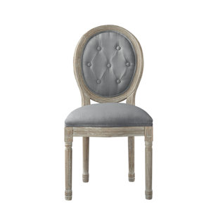 RUSTIC MANOR Linen Armless Dining Chair with Antique Brushed Wood Finish