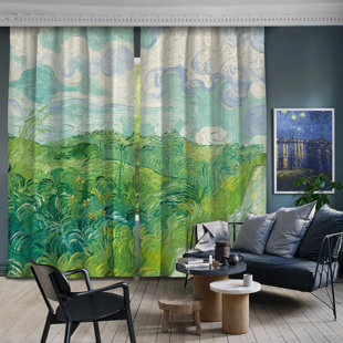 LILIJAN HOME & CURTAIN Vincent Van Gogh Green Wheat Fields Masterpiece Curtain Panels