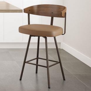 AMISCO Amir Swivel Counter & Bar Stool with Wooden Back