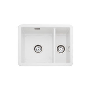 Rangemaster Sink & Taps Rustique 430mm W Double Bowl Ceramic Kitchen Sink