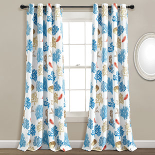 LUSH DECOR Coastal Reef Feather Polyester Room Darkening Curtain Pair (Set of 2)