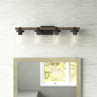 LAUREL FOUNDRY MODERN FARMHOUSE® Twerton 4 - Light Bathroom Steel Dimmable Vanity Light