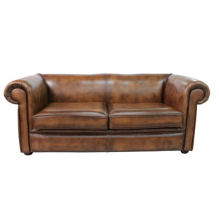 OPHELIA & CO. Caudill Genuine Leather 3 Seater Chesterfield Sofa