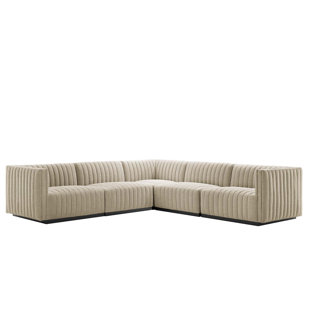 ESTETICA FURNITURE Modway Conjure Channel Tufted Upholstered 5-Piece L-Shaped Sectional
