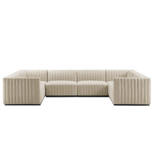 ESTETICA FURNITURE Modway Conjure Channel Tufted Upholstered 6-Piece U-Shaped Sectional