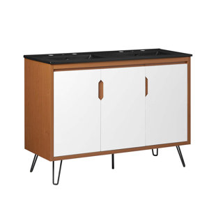 ESTETICA FURNITURE 47'' Free Standing Double Bathroom Vanity with Ceramic Top