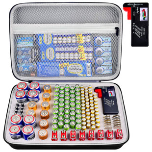 WFX UTILITY™ Stegmair Hard Battery Organizer with Tester, Battery Storage Case