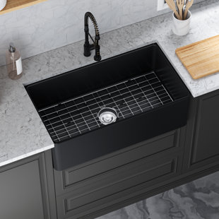 MOHOME Athena Farmhouse Kitchen Sink with Sink Grid and Basket Strainer