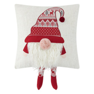 JWH Christmas Decor Square Christmas Gnome Throw Pillow Cover Decorative 3D Santa Claus Accent Pillow Case 18" X 18"