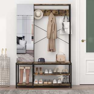 ELASIGNSHOPO Hall Tree 47'' Wide with Bench and Shoe Storage