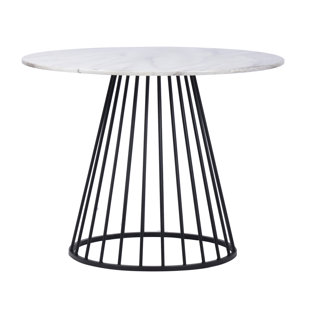KITSCO Jaylin Round Faux Marble Top Metal Base Dining Table
